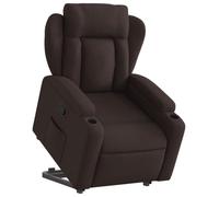 vidaXL Sillón Reclinable Elevable, Silla con Respaldo Reposabrazos, Sillón de Relax Descanso, Asiento Ajustable para Ancianos, Tela Marrón Oscuro
