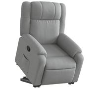 vidaXL Sillón Reclinable Elevable, Silla con Respaldo Reposabrazos, Sillón Orejero de Relax Descanso TV, Asiento Ajustable, Tela Gris Claro