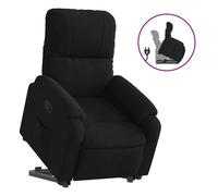 vidaXL Sillón Reclinable Elevable, Silla Ajustable de TV, Sillón Orejero Elevador, Asiento para Personas Mayores, Tela de Microfibra Negro