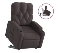 Vidaxl sillón reclinable elevable tela marrón oscuro