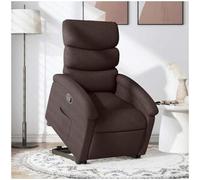 vidaxl Sillón reclinable elevable tela marrón oscuro