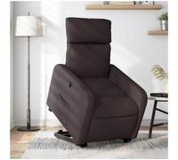 vidaxl Sillón reclinable elevable tela marrón oscuro