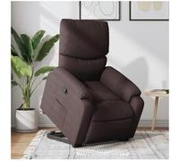 vidaxl Sillón reclinable elevable tela marrón oscuro