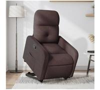 vidaxl Sillón reclinable elevable tela marrón oscuro