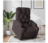 vidaxl Sillón reclinable elevable tela marrón oscuro