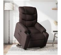 vidaxl Sillón reclinable elevable tela marrón oscuro