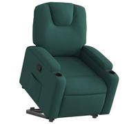 vidaXL Sillón Reclinable Elevable, Silla con Respaldo Reposabrazos, Sillón de Relax Descanso, Asiento Ajustable para Ancianos, Tela Verde Oscuro