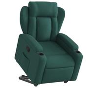 vidaXL Sillón Reclinable Elevable, Silla con Respaldo Reposabrazos, Sillón de Relax Descanso, Asiento Ajustable para Ancianos, Tela Verde Oscuro
