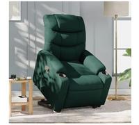 vidaxl Sillón reclinable elevable tela verde oscuro