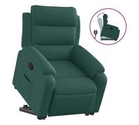 Vidaxl sillón reclinable elevable tela verde oscuro