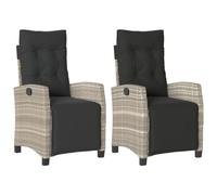 vidaXL Sillón reclinable jardín y reposapiés 2 uds ratán PE Gris Claro