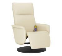 vidaXL Sillón reclinable Masaje con reposapiés Cuero sintético Crema