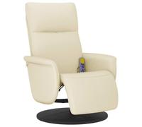 vidaXL Sillón reclinable Masaje con reposapiés Cuero sintético Crema