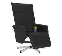 Vidaxl sillón reclinable masaje con reposapiés cuero sintético negro