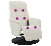 vidaXL Sillón Reclinable Masaje con Reposapiés, Silla con Respaldo, Sillón de Relax Descanso TV, Asiento para Ancianos, Terciopelo Color Crema