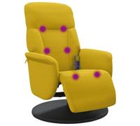 vidaXL Sillón Reclinable Masaje con Reposapiés sin Adaptador de Corriente, Silla con Respaldo, Sillón de Relax Descanso TV, Asiento para Ancianos, Terciopelo Amarillo