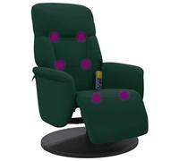 vidaXL Sillón Reclinable Masaje con Reposapiés, Silla con Respaldo, Sillón de Relax Descanso TV, Asiento para Ancianos, Terciopelo Verde Oscuro