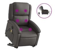 Vidaxl sillón reclinable masaje eléctrico de pie cuero auténtico gris