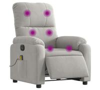 Sillón reclinable masaje eléctrico tela microfibra gris claro