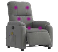 Sillón Reclinable Masaje Eléctrico Tela Microfibra Gris Oscuro Vidaxl