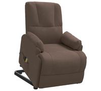 vidaXL Sillón Reclinable Masaje Elevable Silla Sofá Asiento Butaca Reposapiés Ajustable Sala de Estar Salón Oficina Piel de Ante Sintético Marrón