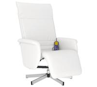 vidaXL Sillón Reclinable Masaje, Silla con Reposapiés Reposabrazos, Sillón de TV Relax Descanso, Asiento para Salón, Cuero Sintético Blanco