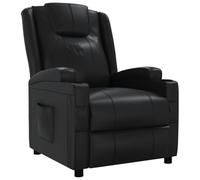vidaXL Sillón Reclinable, Silla con Reposabrazos Respaldo, Silla Descanso para TV, Sillón para Salón Oficina, Cuero Sintético Negro
