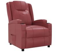 vidaXL Sillón Reclinable, Silla con Reposabrazos Respaldo, Silla Descanso para TV, Sillón para Salón Oficina, Cuero Sintético Rojo Tinto