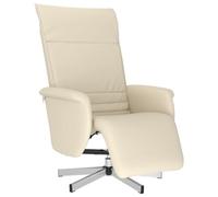 vidaXL Sillón Reclinable, Silla con Reposapiés Respaldo Reposabrazos, Sillón de TV Relax Descanso, Asiento para Salón, Cuero Sintético Color Crema