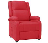 vidaXL Sillón Reclinable, Silla con Reposapiés Respaldo, Sillón de Descanso para TV, Asiento Tapizado para Salón Oficina, Cuero Sintético Rojo