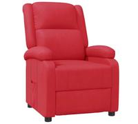 vidaXL Sillón Reclinable, Silla con Reposapiés Respaldo, Sillón de Descanso para TV, Asiento Tapizado para Salón Oficina, Cuero Sintético Rojo