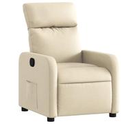 vidaXL Sillón Reclinable, Silla con Respaldo Reposabrazos, Sillón de Relax Descanso TV, Asiento Ajustable para Ancianos, Tela Crema