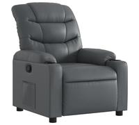 vidaXL Sillón Reclinable, Silla con Respaldo Reposabrazos, Sillón de Relax Descanso TV, Asiento Ajustable para Casa, Cuero Sintético Gris