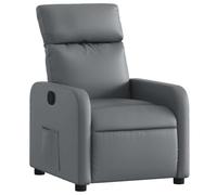 vidaXL Sillón reclinable Relax – Respaldo y reposabrazos, asiento ajustable – Cuero sintético gris