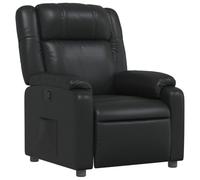 vidaXL Sillón Reclinable, Silla con Respaldo Reposabrazos, Sillón de Relax Descanso TV, Asiento Ajustable para Casa, Cuero Sintético Negro