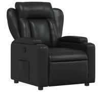 vidaXL Sillón reclinable de televisión con respaldo y reposabrazos, cuero sintético negro