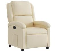 vidaXL Sillón Reclinable, Silla con Respaldo Reposabrazos, Sillón de Televisión Relax Descanso, Asiento para Salón Hogar, Tela Crema