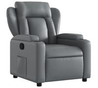 vidaXL Sillón reclinable Relax para salón, respaldo y reposabrazos, cuero sintético gris