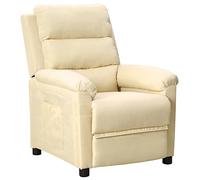 vidaXL Sillón Reclinable Silla Sofá Asiento Butaca Orejero Reposapiés Ajustable Sala de Estar Salón Oficina Muebles de Tela Color Crema