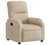 vidaXL Sillón Reclinable, Sillón con Reposabrazos Respaldo, Silla Ajustable de Descanso Relax, Asiento Salón, Tela de Microfibra Crema
