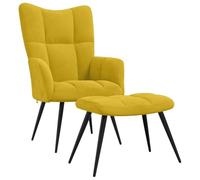 vidaXL Silla de Relajación con Reposapiés Taburete Asiento Sillón Salón Sala de Estar Estudio Escritorio Oficina Muebles Terciopelo Amarillo Mostaza