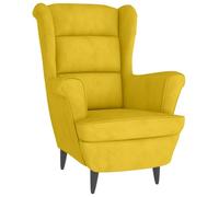 vidaXL Sillón Relajante Silla Auxiliar Salón Sala de Estar Oficina Asiento Acolchado Orejero Butaca Muebles Mobiliario de Terciopelo Amarillo Mostaza