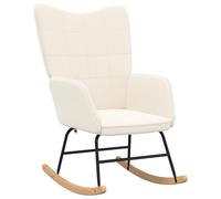 vidaXL Sillón Rocking de tela color crema, diseño ergonómico para salón, lectura, muebles de interior, duradero, tacto suave, con patas negras, sillón elegante acolchado, asiento cómodo dormitorio