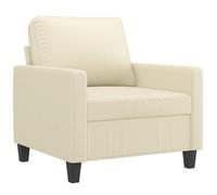 vidaXL Sillón, Silla con Reposabrazos Respaldo, Sofá de Descanso Relax Televisión, Asiento Tapizado para Salón, Cuero Sintético Crema