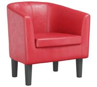 vidaXL Sillón, Silla con Respaldo Reposabrazos, Butaca de Relax Descanso, Asiento para Salón Oficina Dormitorio, Cuero Sintético Rojo