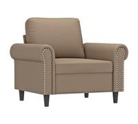 vidaXL Sillón, Silla con Respaldo Reposabrazos, Sillón de Descanso para TV, Asiento Tapizado para Salón Dormitorio, Cuero Sintético Capuchino