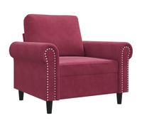 vidaXL Sillón, Silla Tapizada con Respaldo Reposabrazos, Sofá de Relax Descanso Televisión, Asiento para Salón Hogar, Terciopelo Rojo Tinto