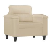 vidaXL Sillón, Sillón con Reposabrazos Respaldo, Sofá Individual de Descanso, Asiento Tapizado para Salón Dormitorio Oficina, Tela de Microfibra Crema