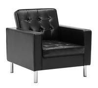 vidaXL Sillón Tapizado Piel Sintética Negra 75x70x75cm Mobiliario Decoración