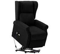 vidaXL Sillón TV Masaje con Sistema de Elevación Reclinable Silla Relax Mueble Balanceador Elevador Ergonómico Cómoda Fácil de Limpiar Tela Negro